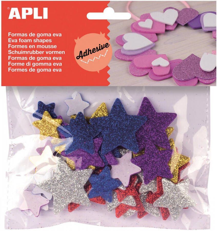 Apli Kids zelfklevende glitter sterren blister met 50 stuks