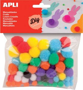 Apli pompons zakje met 78 stuks in geassorteerde kleuren