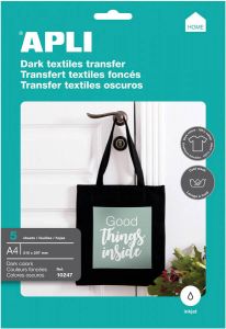 Apli T-shirt Transfer Paper voor donker of zwart textiel pak met 5 vellen