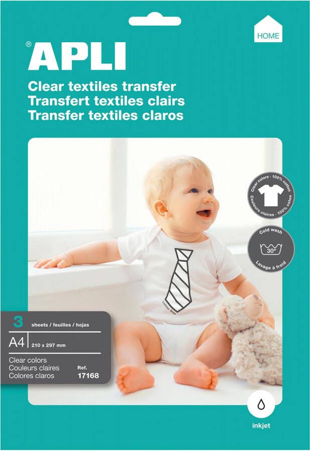 Apli T-shirt Transfer Paper voor licht of wit textiel pak met 3 vellen