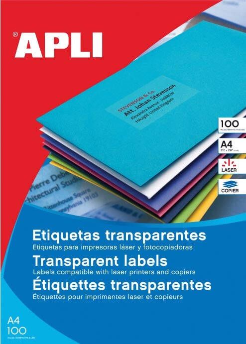 Apli Transparante etiketten ft 70 x 37 mm (b x h) 2.400 stuks 24 per blad doos van 100 blad
