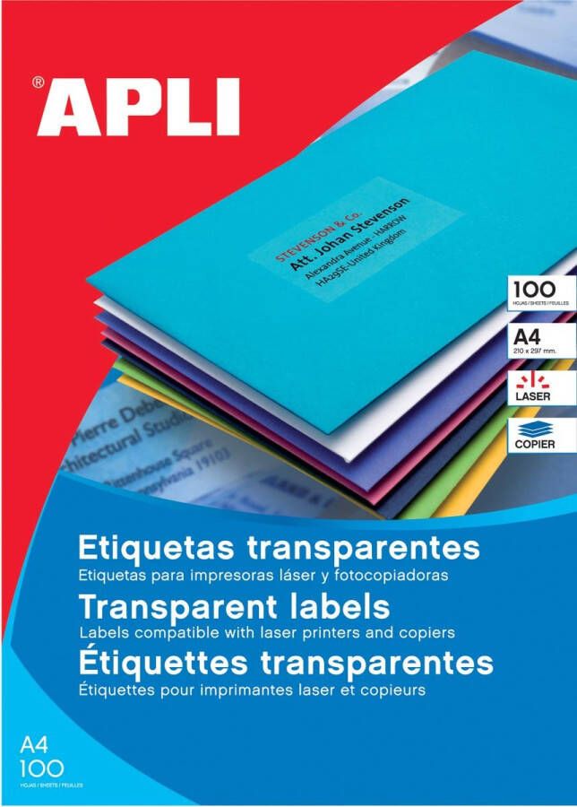 Apli Transparante etiketten ft 70 x 37 mm (b x h) 480 stuks 24 per blad doos van 20 blad
