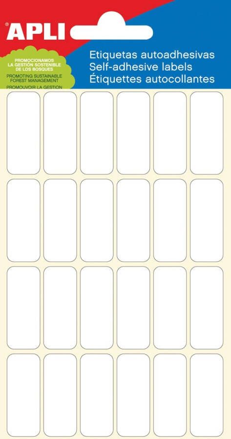 Apli witte etiketten ft 12 x 30 mm (b x h) 144 stuks 24 per blad (2671)