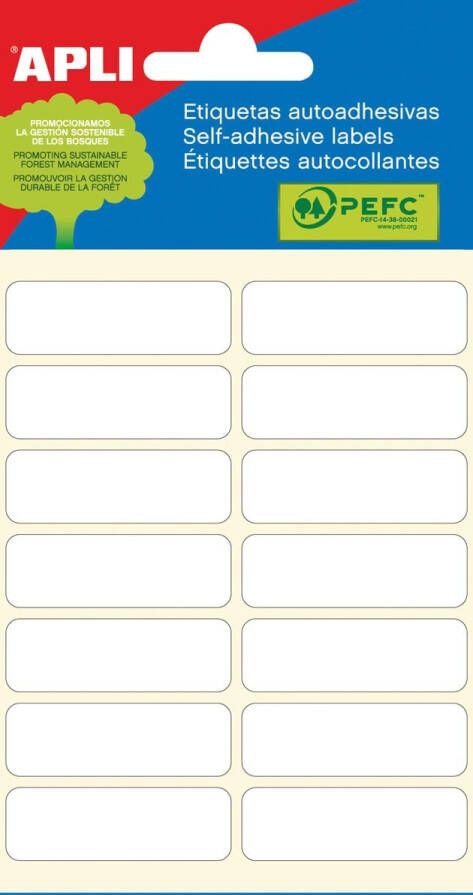 Apli witte etiketten ft 13 x 40 mm (b x h) 84 stuks 14 per blad (2672)
