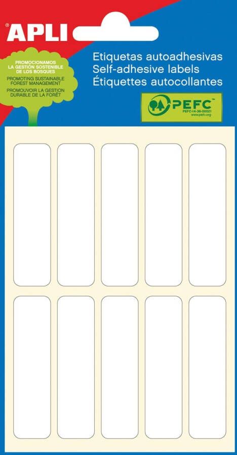 Apli witte etiketten ft 13 x 50 mm (b x h) 60 stuks 10 per blad (2673)