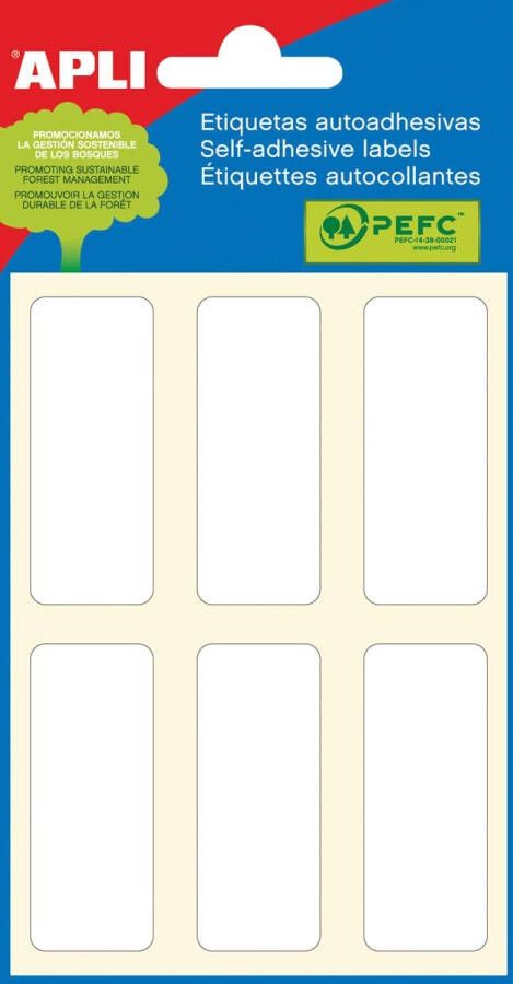 Apli witte etiketten ft 20 x 50 mm (b x h) 36 stuks 6 per blad (2677)