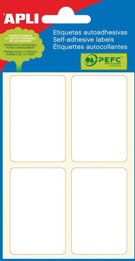 Apli witte etiketten ft 34 x 53 mm (b x h) 24 stuks 4 per blad (2683)