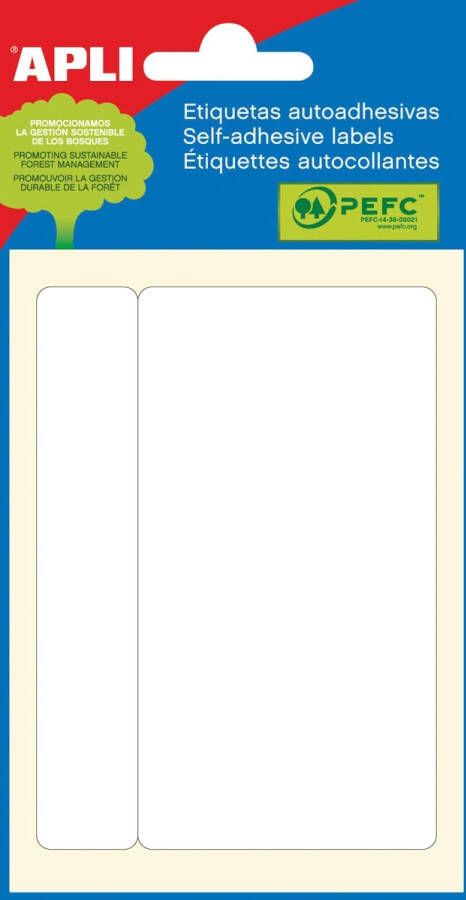 Apli witte etiketten ft 53 x 100 mm (b x h) 6 stuks 1 per blad (2687)