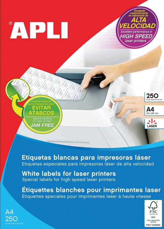 Apli witte etiketten ft 70 x 35 mm (b x h) 6.000 stuks 24 per blad (2519)
