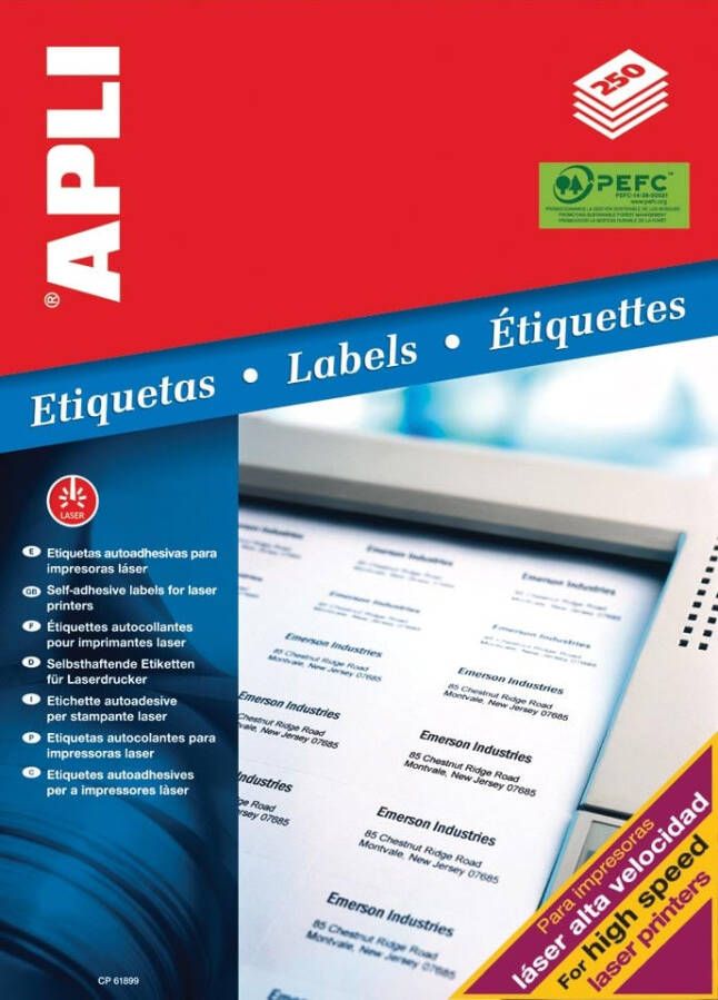 Apli witte etiketten ft 70 x 37 mm (b x h) 6.000 stuks 24 per blad (2520)