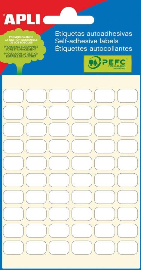 Apli witte etiketten ft 8 x 12 mm (b x h) 360 stuks 60 per blad (2667)