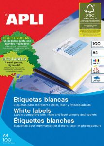 Apli witte etiketten ft 97 x 42 4 mm (b x h) 1.200 stuks 12 per blad (1288)