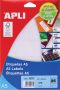 Apli witte etiketten Print &amp Write ft 25 x 40 mm(b x h ) 375 stuks 25 per blad(1871 ) - Thumbnail 1