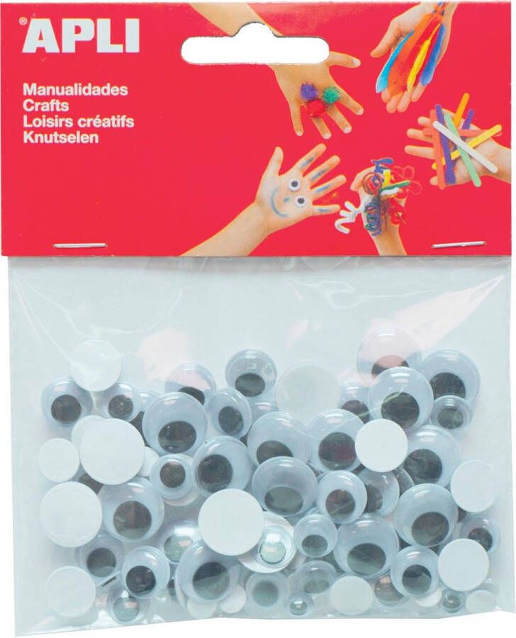 Apli zelfklevende knutselogen rond blister met 100 stuks