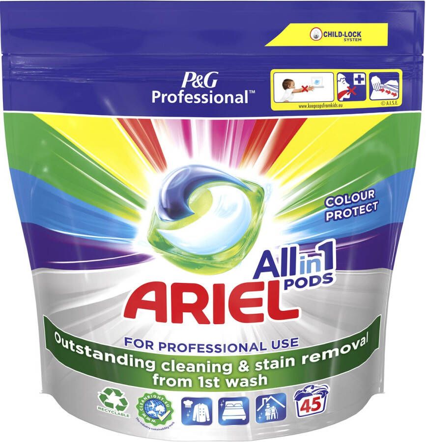 Ariel Professional wasmiddel All-in-1 Color pak van 45 capsules