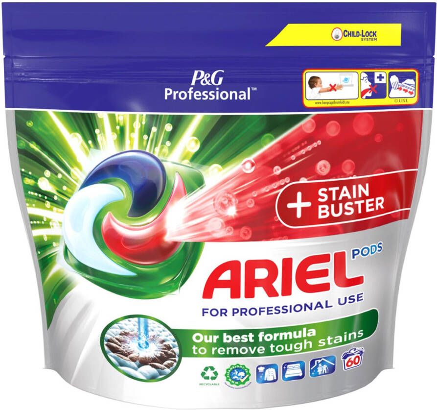 Ariel Professional wasmiddel All-in-1 + stainbuster pak van 60 capsules