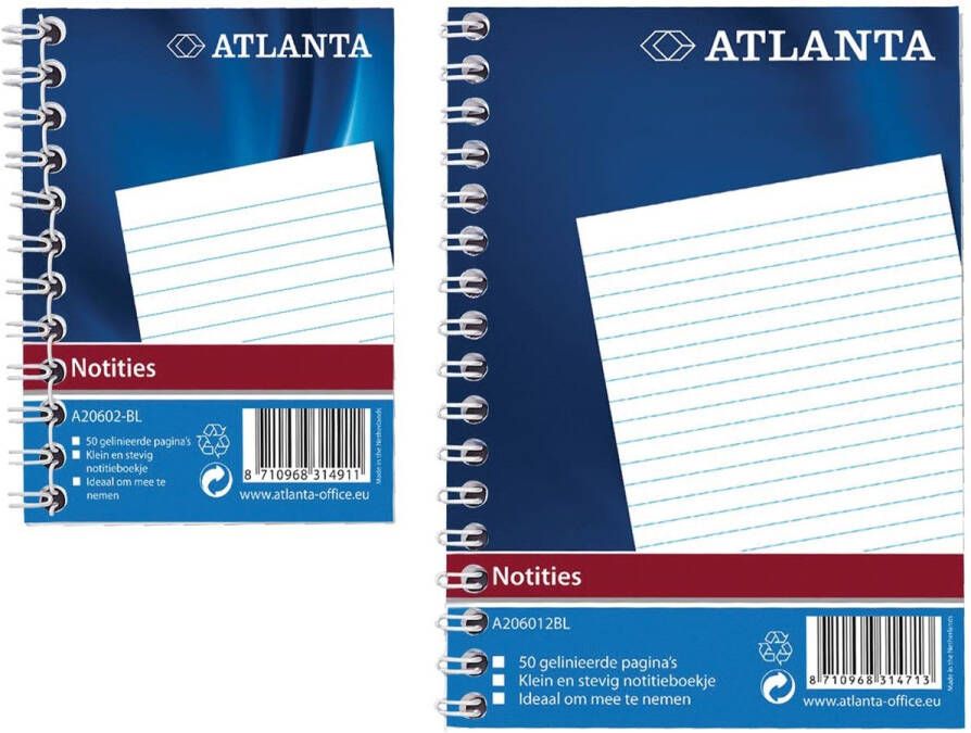 Atlanta Notitieboek 2206026000 A7 103x74mm met zijspiraal