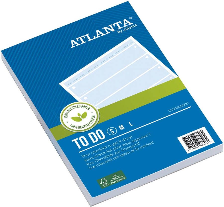 Djois Things to do Atlanta recycled papier Blok 148x105mm 100vel 70gr blauw