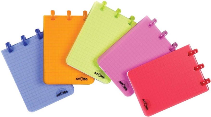 Atoma Trendy notitieboekje ft A7 120 bladzijden PP geruit 5 mm geassorteerde kleuren 36 stuks