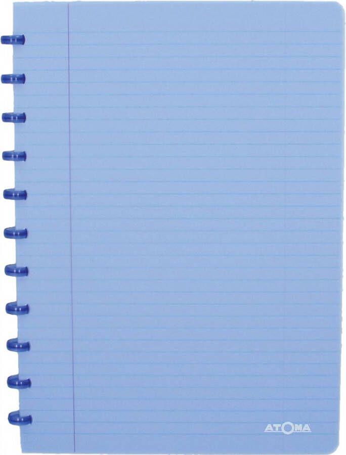 Atoma Trendy schrift ft A4 144 bladzijden gelijnd transparant blauw