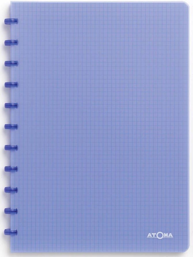 Atoma Trendy schrift ft A4 144 bladzijden geruit 5 mm transparant blauw