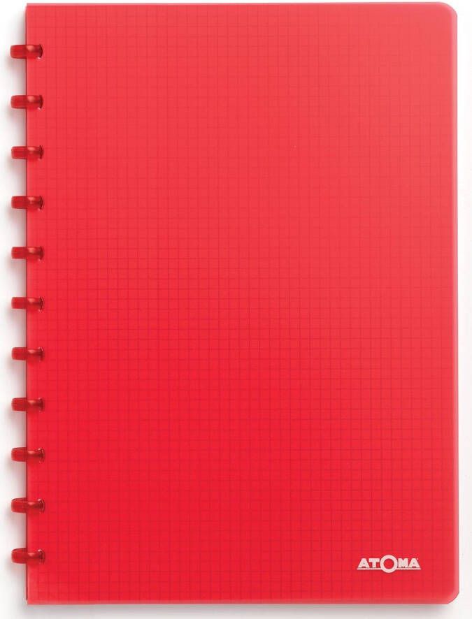 Atoma Trendy schrift ft A4 144 bladzijden geruit 5 mm transparant rood