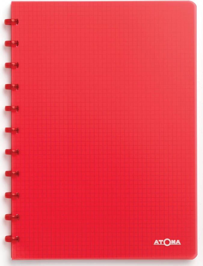 Atoma Trendy schrift ft A4 144 bladzijden geruit 5 mm transparant rood