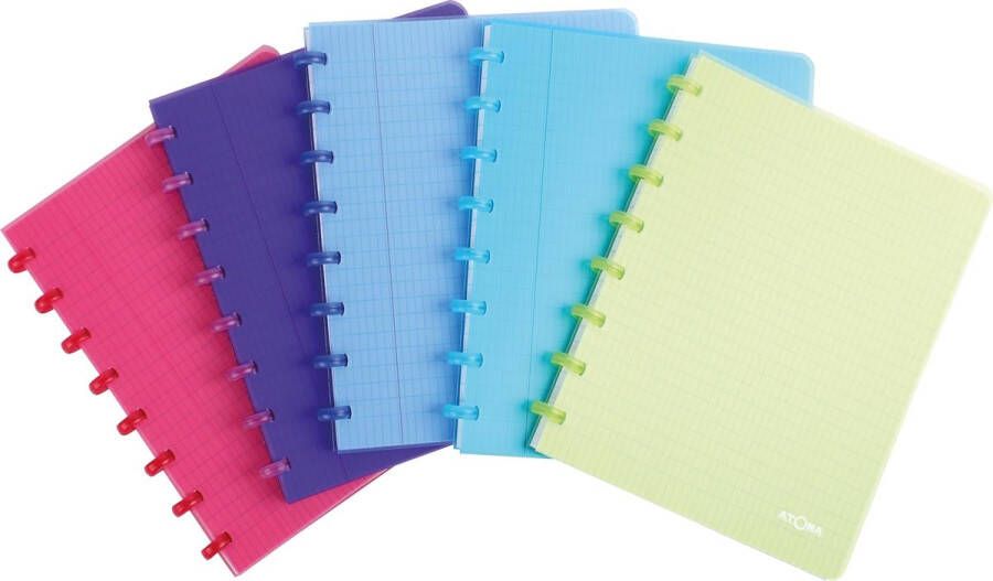 Atoma Trendy schrift ft A5 144 bladzijden PP commercieel geruit geassorteerde kleuren