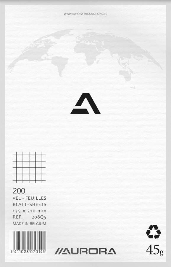 Aurora Kladblok 135x210mm ruit 5X5mm 200 vel 45gr - Foto 2