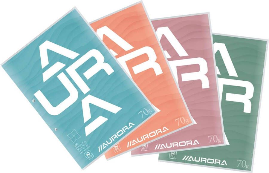 Aurora Splendid cursusblok ft A4 70 g m² 2-gaatsperforatie geruit 10 mm 100 vel