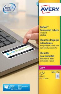 AVERY Anti-fraude etiketten 45 7 x 25 4 mm wit Laserprinter permanent klevend L6145-20