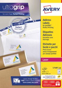Avery L7160 Adresetiketten Laser Ultragrip wit 250 vellen 21 per vel 63 5 x 38 1 mm
