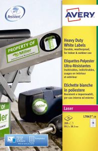 AVERY Weerbestendige etiketten 99 1 x 38 1 mm wit Laserprinter extra permanent L7063-20