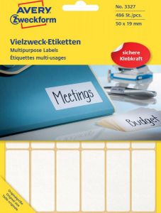 AVERY Handbeschrijfbare etiketten 50 x 19 mm wit handbeschrijfbaar permanent klevend 3327