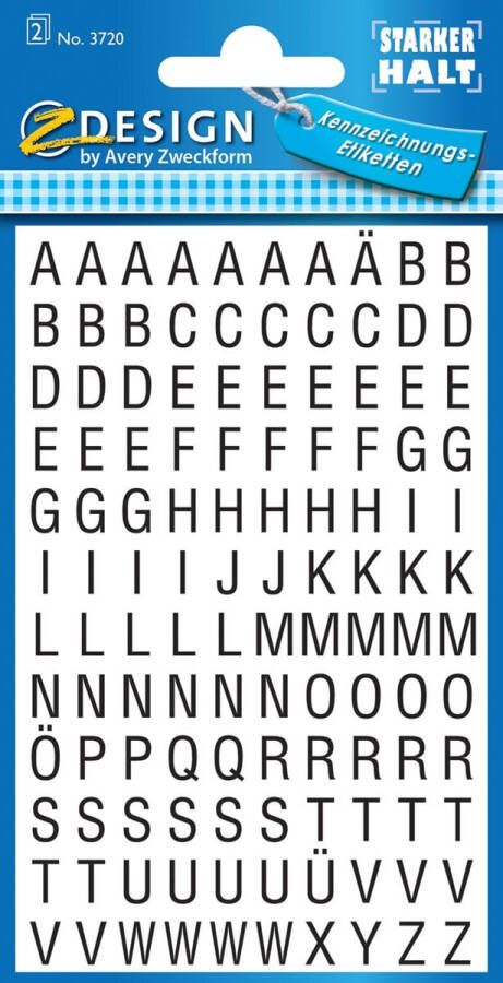 Avery Zweckform Avery Etiketten cijfers en letters A-Z 120 stuks zwart op wit