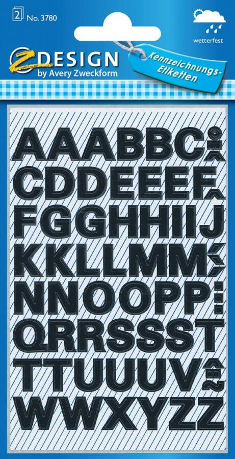 Avery Zweckform Avery Etiketten letters A-Z 2 blad zwart waterbestendige folie