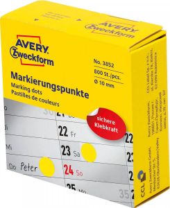Avery Zweckform Avery marking dots diameter 10 mm rol met 800 stuks geel