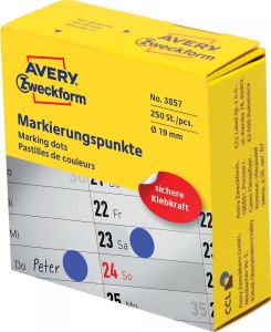 Avery Zweckform Avery marking dots diameter 19 mm rol met 250 stuks blauw
