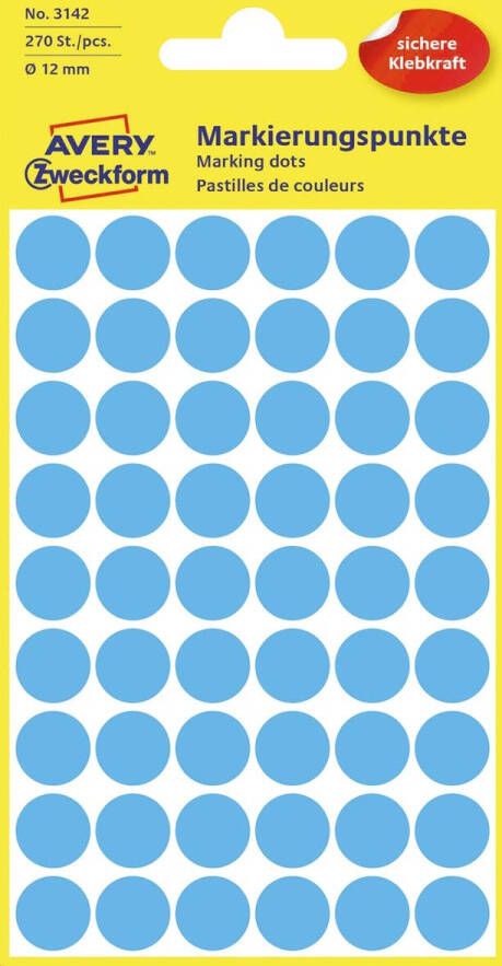 Avery Zweckform Avery Ronde etiketten diameter 12 mm blauw 270 stuks