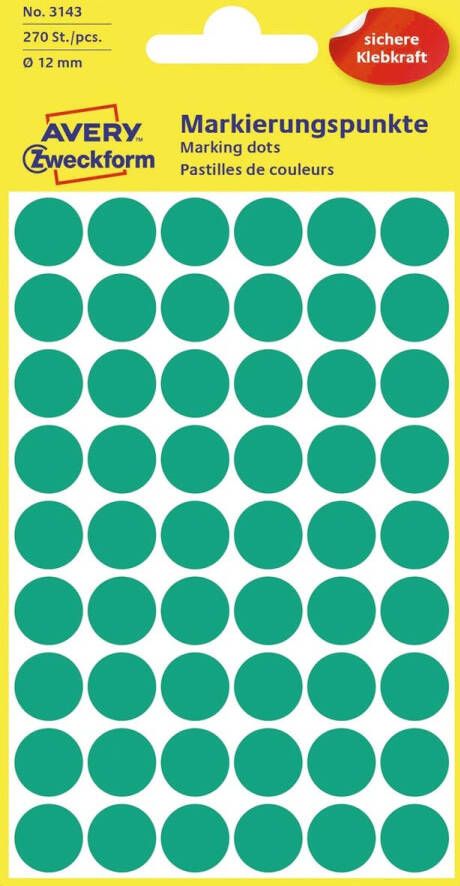 Avery Zweckform Avery Ronde etiketten diameter 12 mm groen 270 stuks