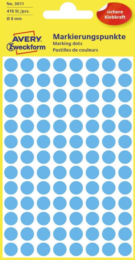 Avery Zweckform Avery Ronde etiketten diameter 8 mm blauw 416 stuks
