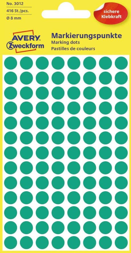 Avery Zweckform Avery Ronde etiketten diameter 8 mm groen 416 stuks