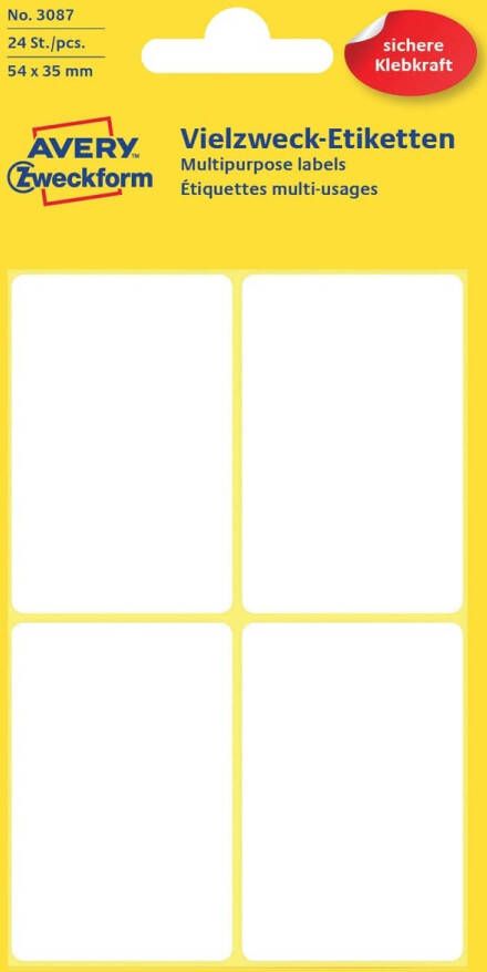 AVERY Handbeschrijfbare etiketten 54 x 35 mm wit handbeschrijfbaar permanent klevend 3087