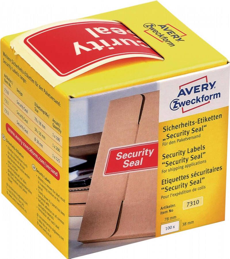 Avery Zweckform Beveiligingsetiketten Security Seal doosje van 100 stuks