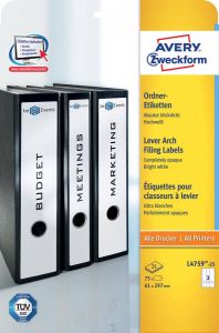 Avery Zweckform L4759-25 ordnerrugetiketten ft 29 7 x 6 1 cm (b x h) 75 etiketten wit