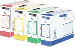 Bankers Box basic archiefdoos heavy duty ft 9 5 x 24 5 x 33 cm geassorteerde kleuren pak van 8 stuks