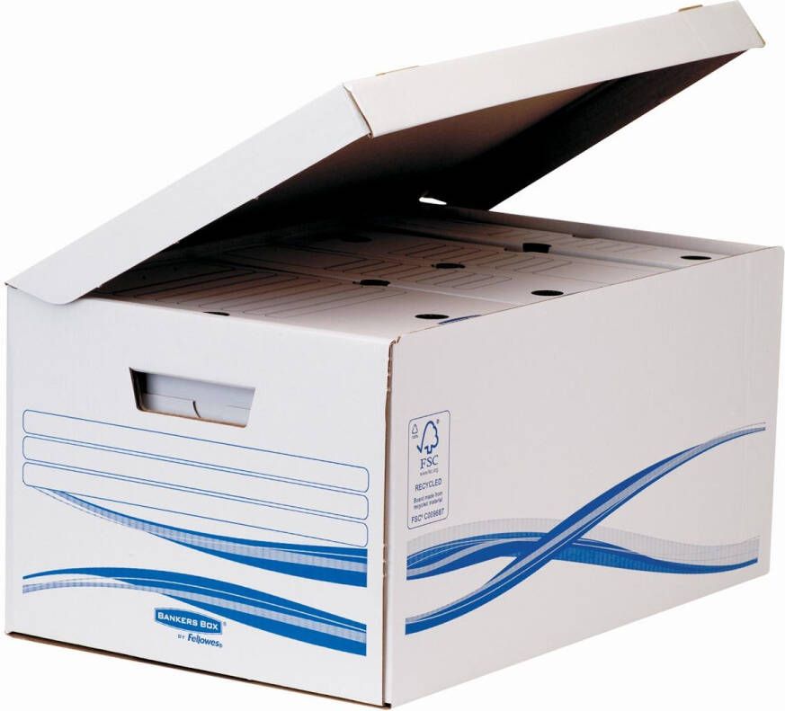 Bankers Box basic flip top maxi inclusief 6 transfer archiefdozen ft A4 met een rug van 8 cm