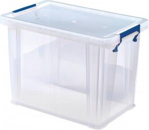 Bankers Box opbergdoos 18 5 liter transparant met blauwe handvaten per stuk verpakt in karton