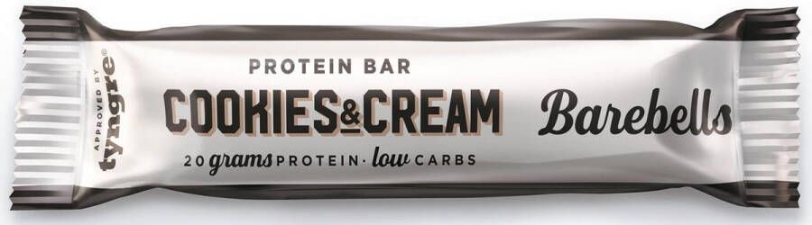 Merkloos Barebells snack Cookies &amp Cream reep van 55 g pak van 12 stuks