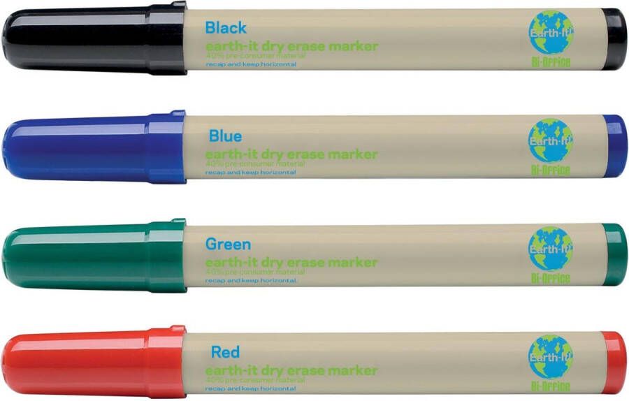 Bi-Office Bi Office Earth It whiteboardmarkers set van 4 stuks in geassorteerde kleuren